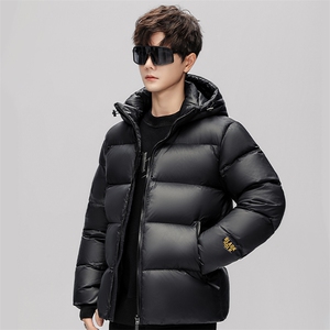 2025新款黑金羽绒服帅气男加厚工装连帽保暖白鸭绒外套yr301-P110图片