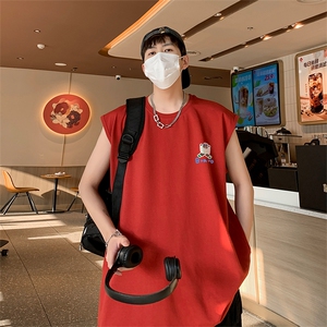 美式直播抖音得物品质纯棉250克无袖背心T恤T2541P25控39图片