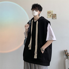 夏季连帽背心男潮牌ins港风百搭潮流宽松无袖卫衣现货W3191-P28，男装卫衣，星座512-2