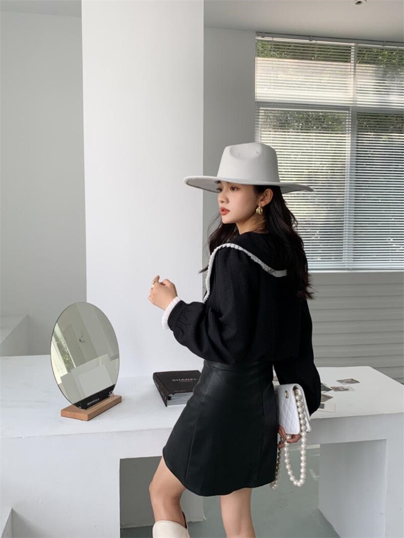 娃娃领小衫，其它，精典蓝月