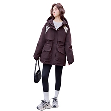 精品白鸭绒派克羽绒服女2024冬季新款休闲连帽工装情侣冲锋衣外套，女装羽绒服，E百度