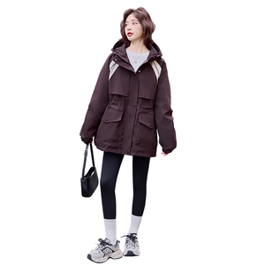 精品白鸭绒派克羽绒服女2024冬季新款休闲连帽工装情侣冲锋衣外套图片