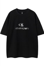 1白底银色立体四芒星印花大码M-5XL短袖T恤男DT77776P23块控特45，男装T恤，星座226-2