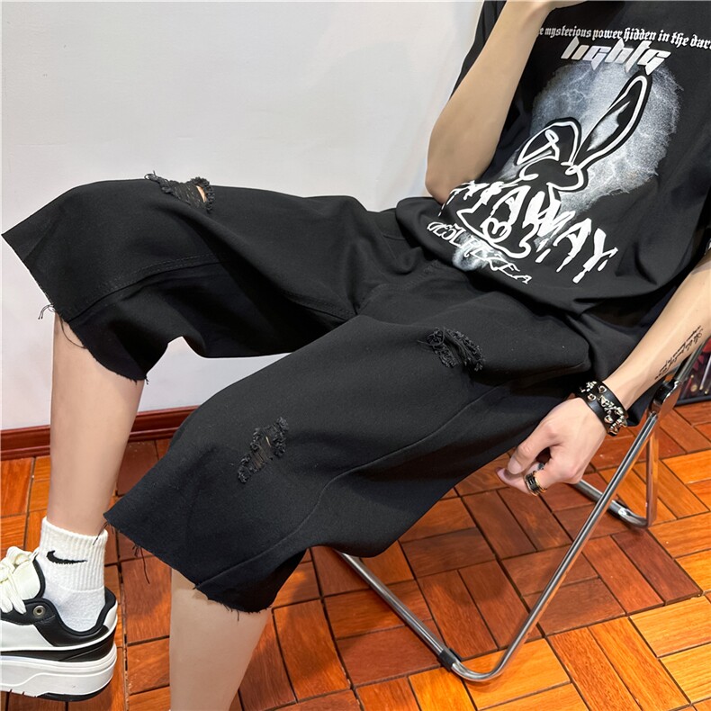 D2053-p45-控68现货风宽松cleanfit牛仔裤七分裤黑暗,男装牛仔裤,星座116