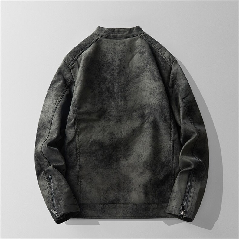 JK896-P100男士加绒皮衣韩版修身帅气机车服立领pu皮夹克外套潮,男装夹克,电商D310B-1