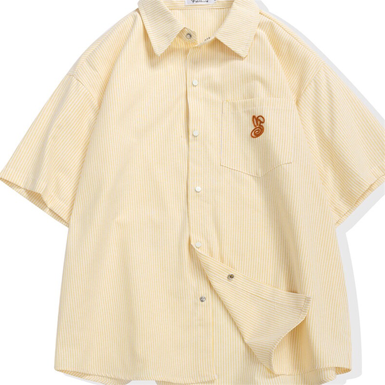 多巴胺小兔子条纹短袖衬衫男cp147-特p40,男装衬衫,电商B371
