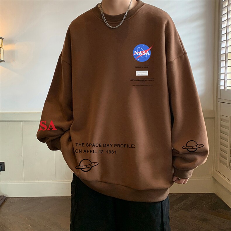 NASA圆领卫衣男大码加厚加绒长袖t恤男S6243-P28加绒款-P33,男装卫衣,电商A040