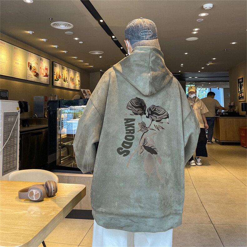 23/秋季360G麂皮绒印花宽松休闲连帽卫衣JWY3267P50控69,男装卫衣,电商B370
