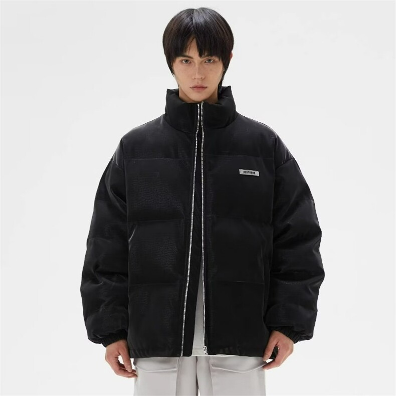 冬季情侣美式胶标纹理感棉服宽松棉衣裂纹设计棉服外套TTW86P76,男装棉衣,星座1013-5
