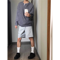 小V领套头毛衣男秋季韩版宽松慵懒风纯色针织上衣情侣，男装针织衫/毛衣，星座506A