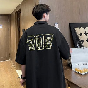 可设48小时支持抖音得物来样二开 网眼透气翻领t恤美式短袖POLO衫图片