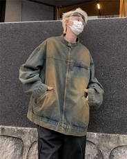 牛仔外套男士春秋季痞帅炸街美式复古做旧宽松休闲夹克JH334-P68，男装工装外套，星座1008-2