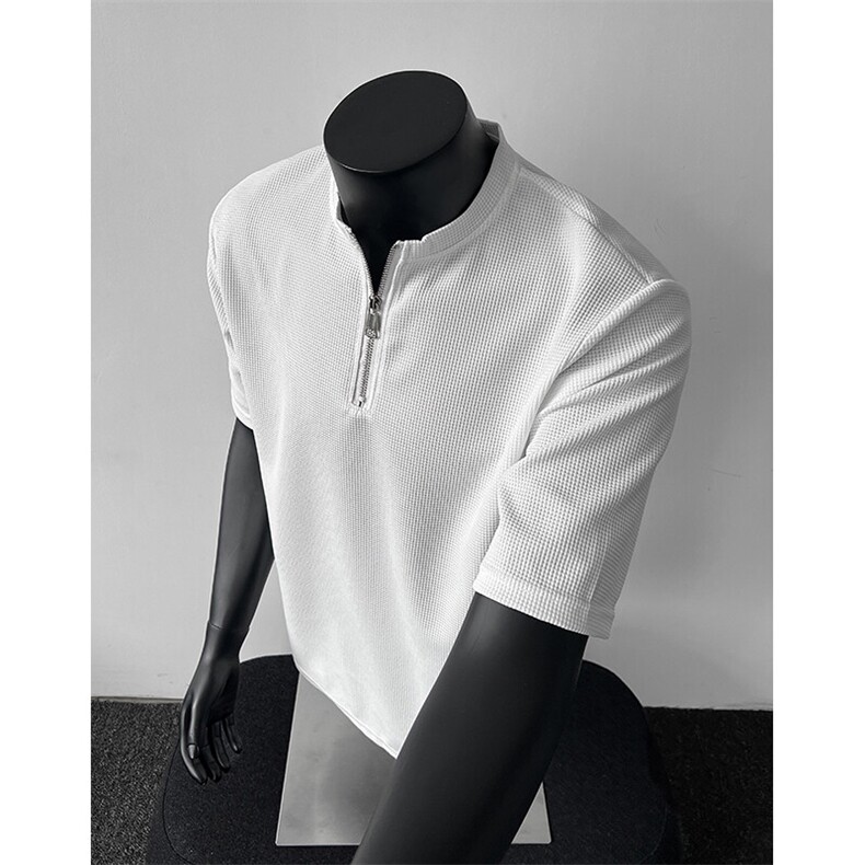 2026夏季新款领口拉链设计短袖男宽松运动T恤25XT77238特批20，女装T恤，电商A042