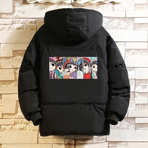 京剧脸谱风加厚加绒连帽衣服面包服男砖墙MY16250-P100图片