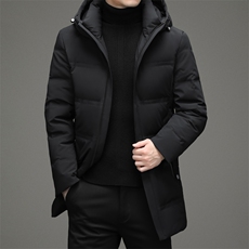 2023冬季新款中长款羽绒服爸爸装加厚连帽纯色外套DFLDY1013-P315，男装羽绒服，电商B212（原钱塘6029）