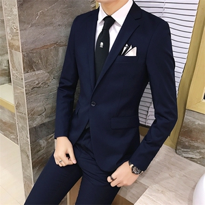 一粒扣纯色男装西服套装两件套商务职业1012-W6503图片