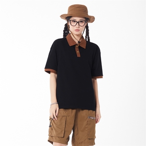 百搭纯色POLO衫男女款大版纯棉打底衫团体班服高克重抖音品质图片