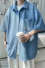 特批35无差价2025夏冰丝垂感休闲衬衣男炸街痞帅大码短袖衬衫C844，男装衬衫，电商A001-1