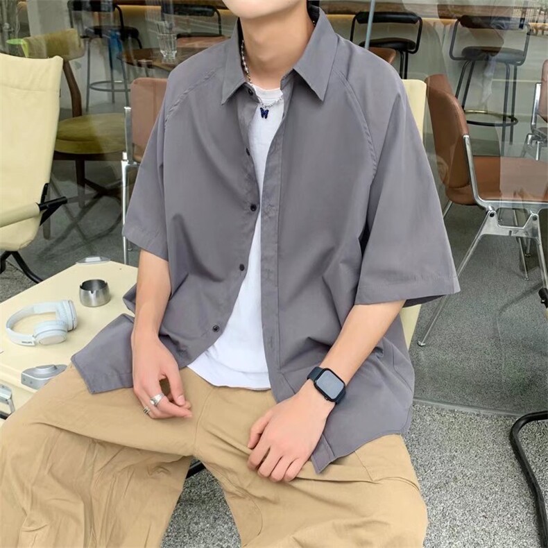 白底平铺男夏季短袖衬衫潮流帅气休闲衬衫C51P29，男装衬衫，星座1116-2