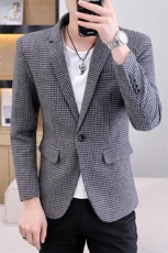 606P60秋季男士西服千鸟格小西装外套上衣修身休闲潮流帅，男装西服，星座1706