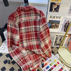 复古格子衬衫外套男女春秋翻领刺绣夹克潮牌学生痞帅衣服~WT009，男装夹克，星座601-2