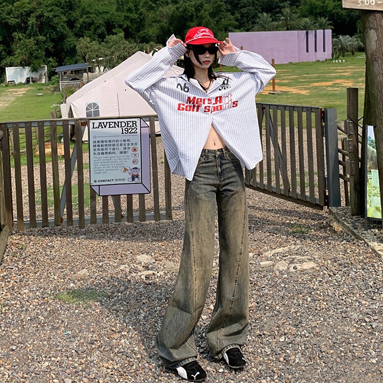 复古微喇牛仔裤女小个子2025年新款秋季高腰显瘦喇叭裤子,女装牛仔裤,星座218-8