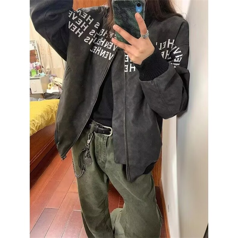 字母印花棒球服外套男女秋冬季新款美式飞行员夹克上衣AA300-P63,男装夹克,星座1008