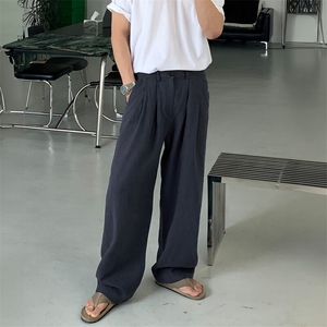 【现货量大价优】亚麻凉感休闲西裤复古宽松直筒阔腿裤K06025P55图片