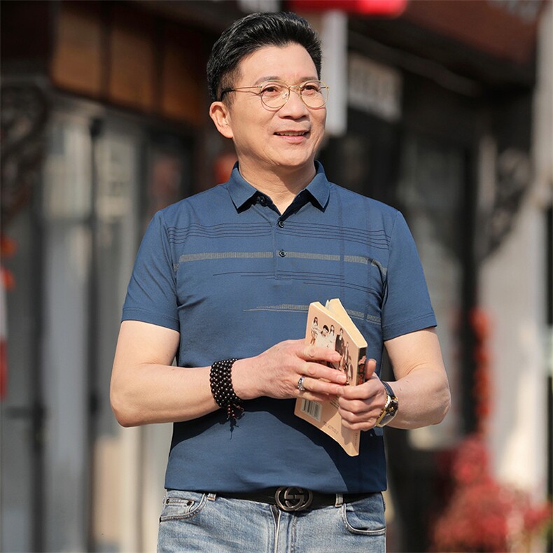 polo衫男士短袖t恤夏季薄款翻领半袖商务保罗休闲带领短袖上衣,男装T恤,电商B212（原钱塘6029）