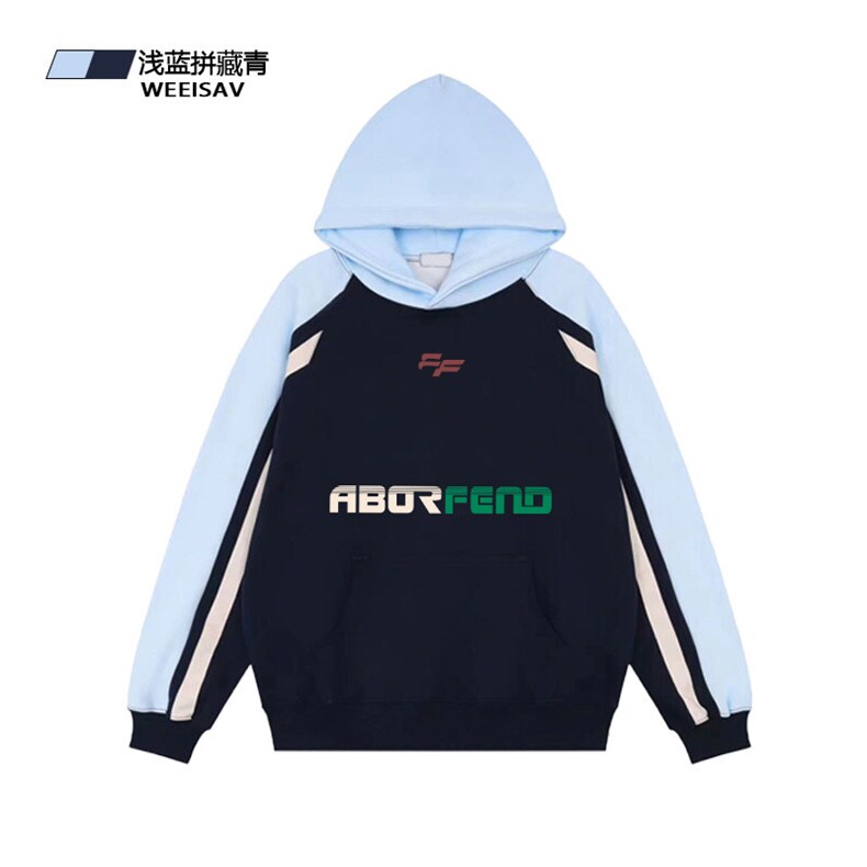 抖音得物供货 提供视频秋冬重磅美式宽松接拼连帽卫衣32216图片