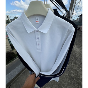 CP02男士长袖纯色POLO衫大码男女团队可定制印花秋T恤学生青少年图片