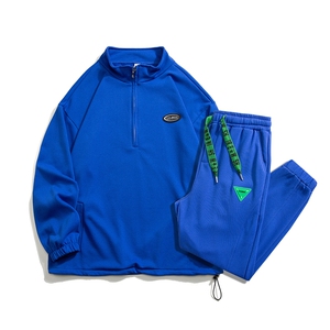 1秋季新款休闲翻领宽松情侣青春套头卫衣套装7145P105控138图片