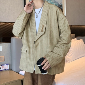 港风英伦西服学院风上衣外套秋季韩版复古条纹西装男 W5987-P70图片