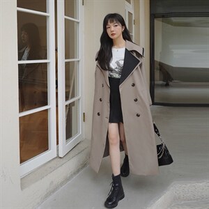 【现货】2022秋新高品质拼色双领过膝风衣251-607-P155-K218图片