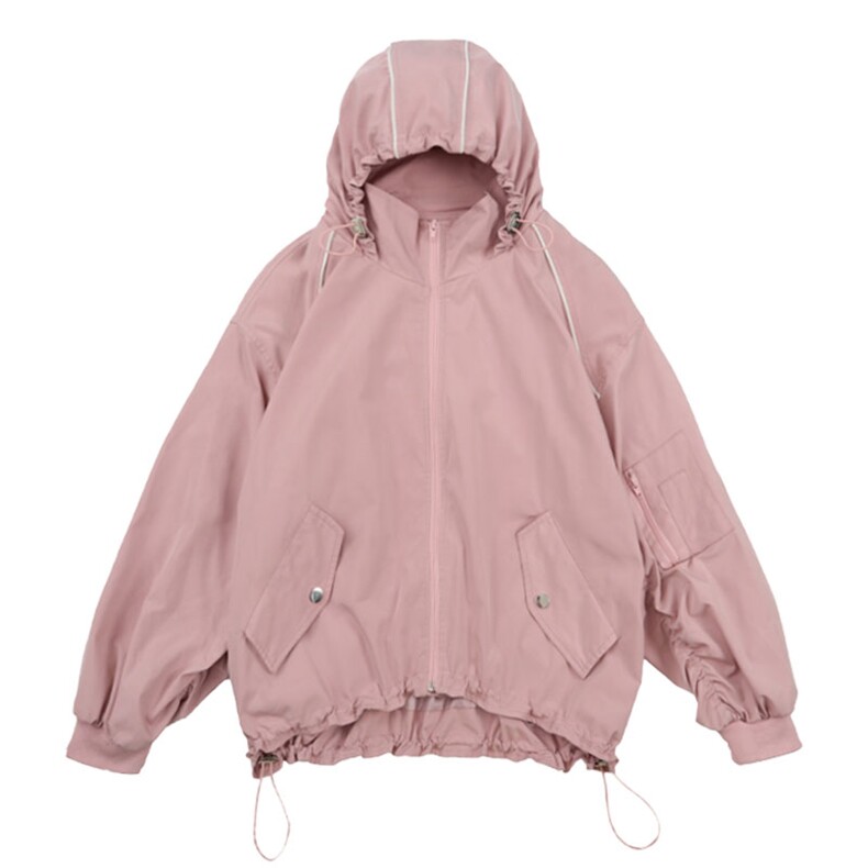 【正常发货】港风休闲短外套棒球服潮连帽长袖2022春秋新款外套女图片
