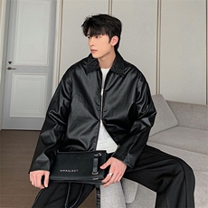 W9496-P70网图现货痞帅Pu皮衣潮牌皮夹克机车服高街外套，男装夹克，星座1608-2
