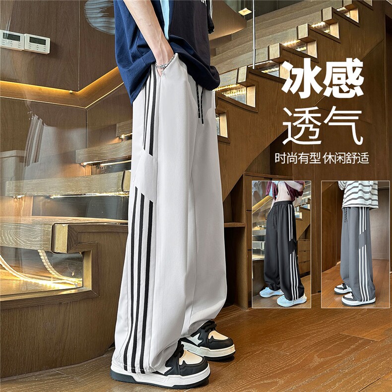 YK127 特P32 控59 品质保障 秋装冰丝垂坠感侧边织带情侣休闲裤图片