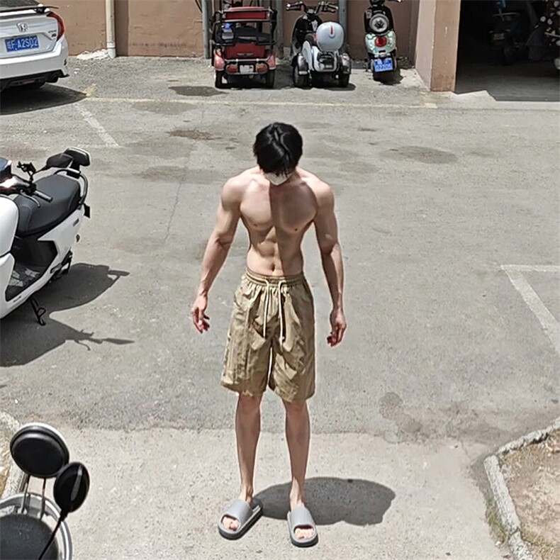 自拍图有大货短裤男夏季侧边条纹小众设计感休闲裤潮DK706-P40,男装牛仔裤,电商A178