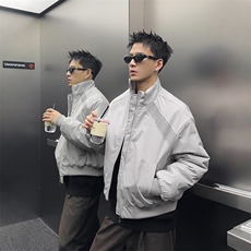 高品质春装新款老钱风美式高街解构立领棒球服飞行夹克潮休闲外套，男装夹克，电商A443