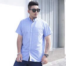 2XL-10XL男士短袖衬衣商务休闲格子衬衫加肥加大码上衣2930，男装衬衫，星座802