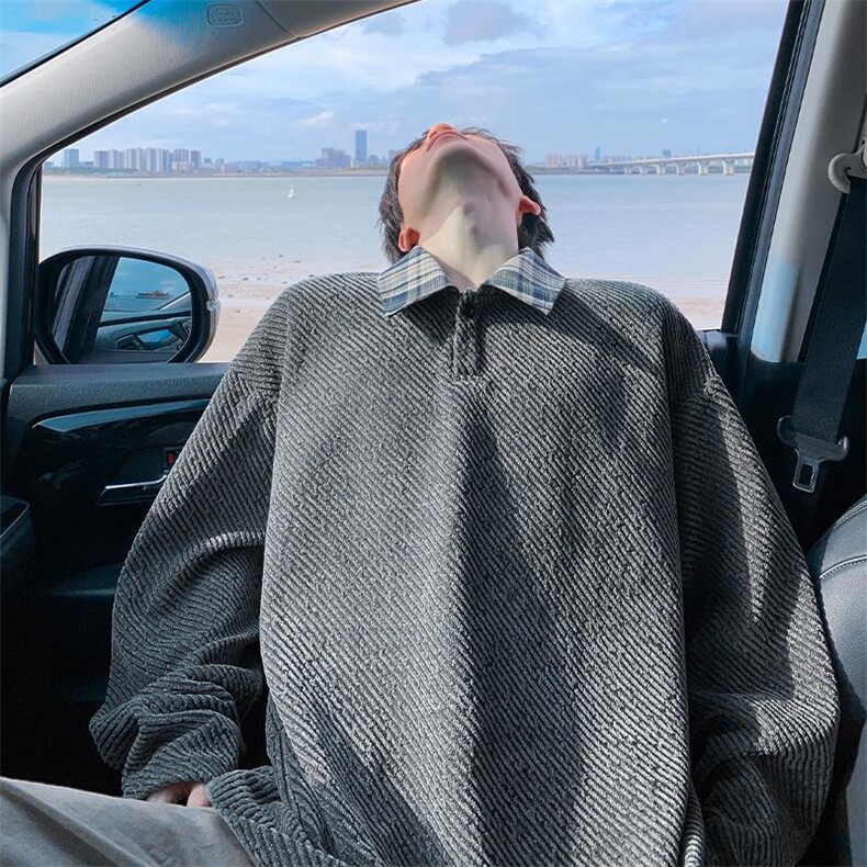 2026春季新款百搭休闲420g粗花针织POLO领上衣T5075特35控68，男装T恤，电商A001