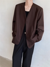 24老钱风cleanfit无领假两件西服外套XZ62-p118，男装西服，电商B288