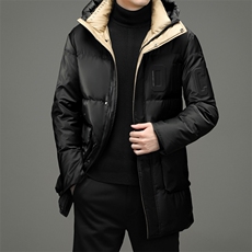 冬季新款羽绒服男中长款外套中年爸爸装保暖连帽MYYL-0016-P275，男装羽绒服，电商B212（原钱塘6029）