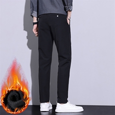 小西裤秋冬青年加绒加厚保暖休闲裤子男宽松直筒D8015-P45加绒P50，男装西裤，星座509