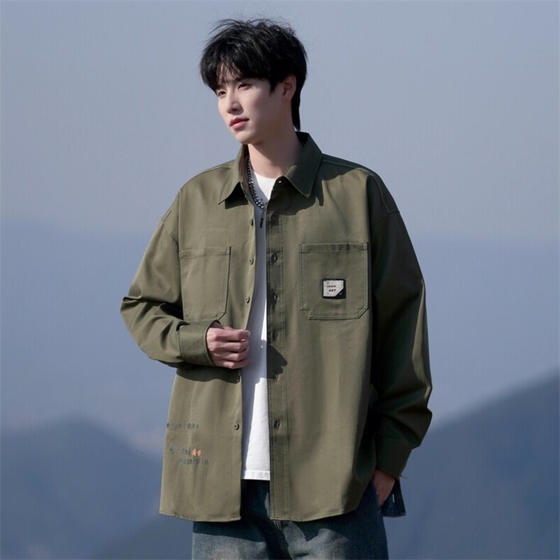 25年春季长袖衬衫男工装外套衬衣宽松现货DS-C323-1-2502-特批50，男装衬衫，电商C323-1