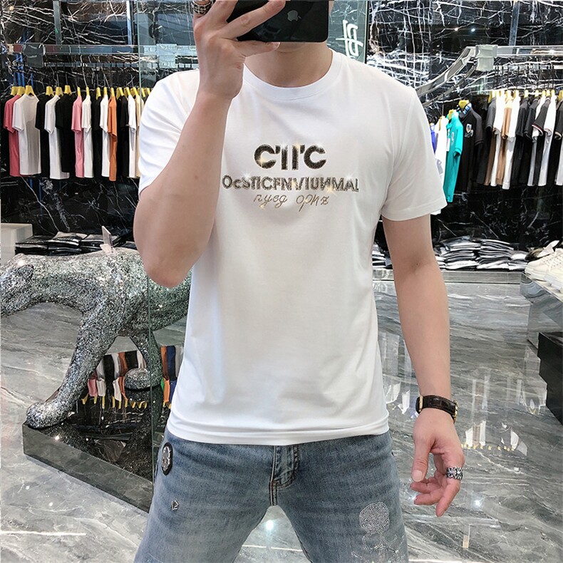 新款高品质高端精品欧货夏季男T恤短袖潮A227B-A-7702-P48图片