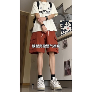 直播品质 水洗工装短裤男夏季宽松刺绣五分裤A405特P40图片