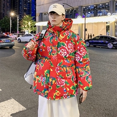 MY206新中式连帽团队表演出汉服大花棉袄棉服上款大差价，男装棉衣，星座115A(原星座507）