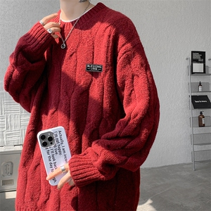 8XL-M圆领毛衣男秋冬慵懒风宽松情侣装麻花针织羊毛衫MY19004P68图片