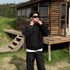 白色冲锋防晒外套男夏季速干轻薄冰丝防晒衣透气户外运动短宽夹克，男装防晒衣，星座506A